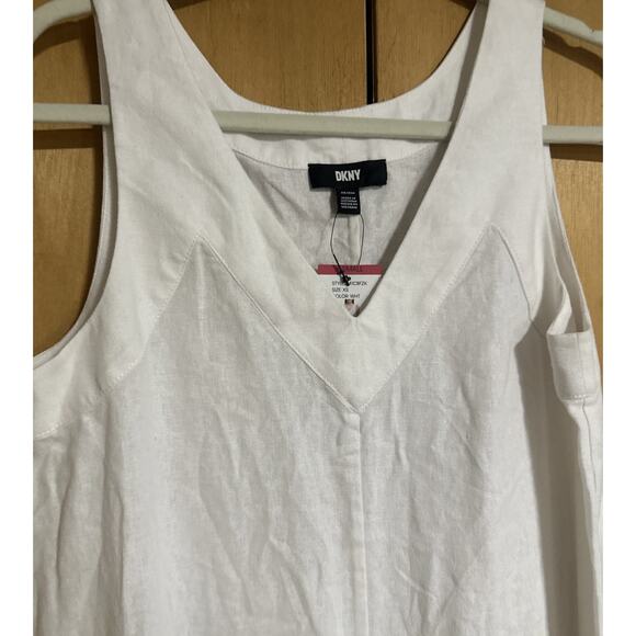 DKNY Women's A Line Tank Dress Linen Breathable Side Slits Pullover Soft Size XS - Picture 2 of 7